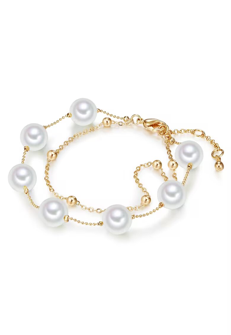 Lulu  Jane Bratara placata cu aur de 14K si decorata cu perle - Auriu