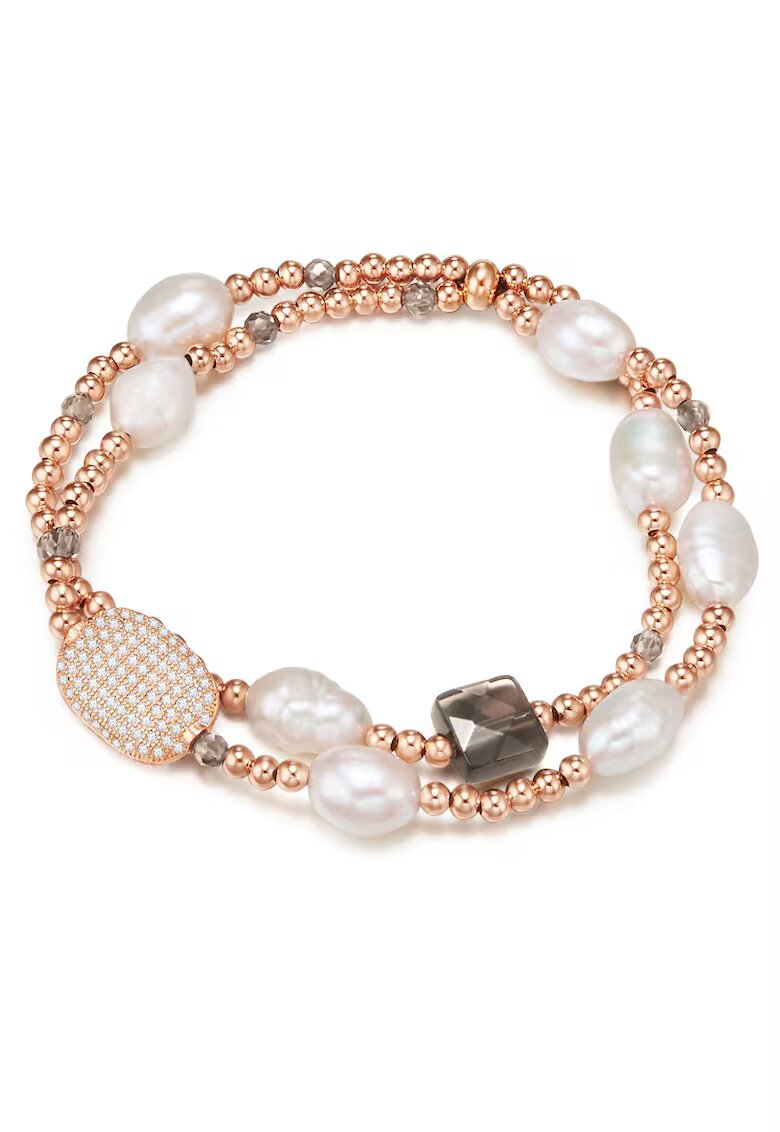Lulu  Jane Bratara stratificata cu perle - Auriu rose