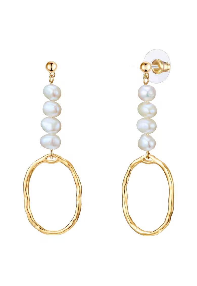 Lulu  Jane Cercei placati cu aur de 14K si decorati cu perle de cultura - Auriu