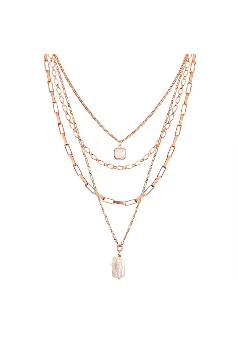 Lulu  Jane Colier 4in1 cu perla si cristal - Auriu