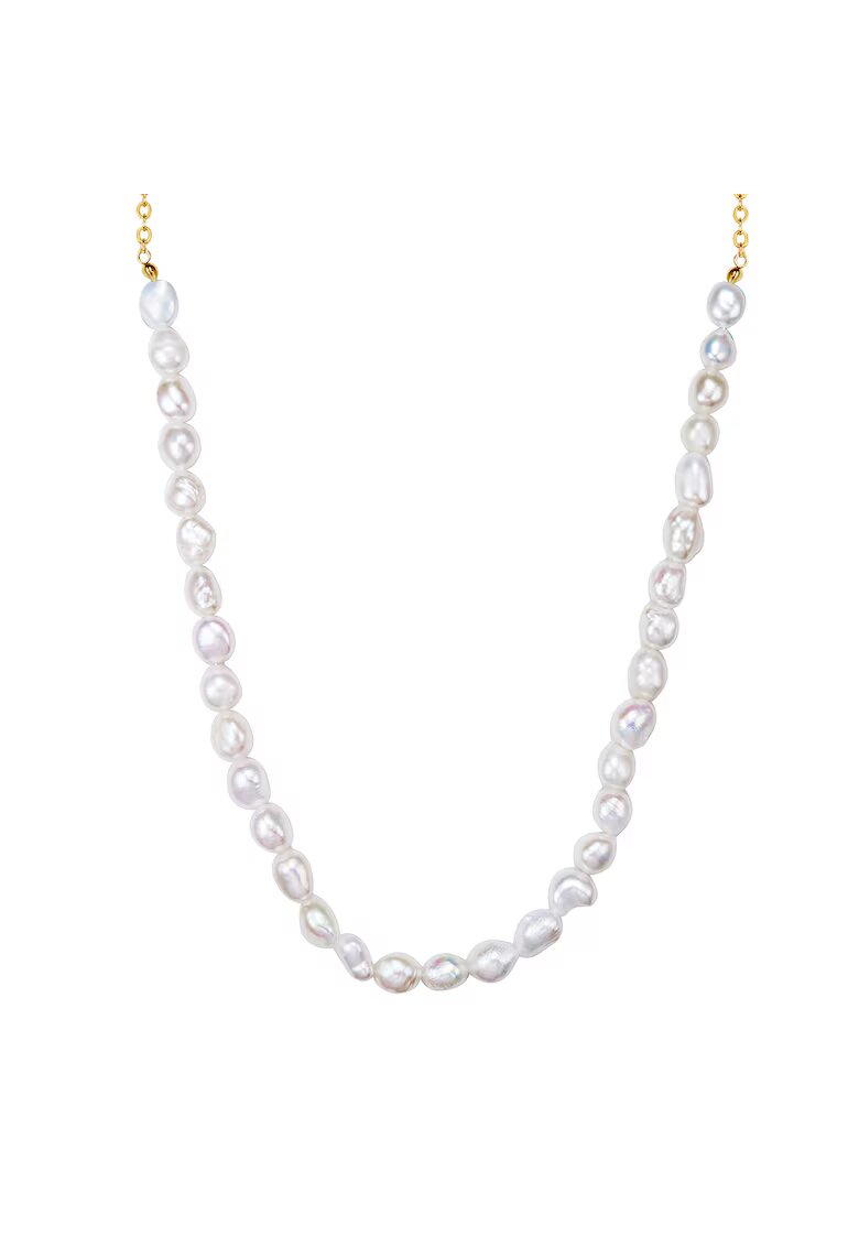 Lulu  Jane Colier placat cu aur de 14K si decorat cu perle - Alb