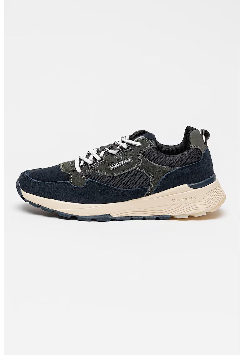 Lumberjack Pantofi sport de piele intoarsa cu insertii textile - Albastru ultramarin/Gri inchis