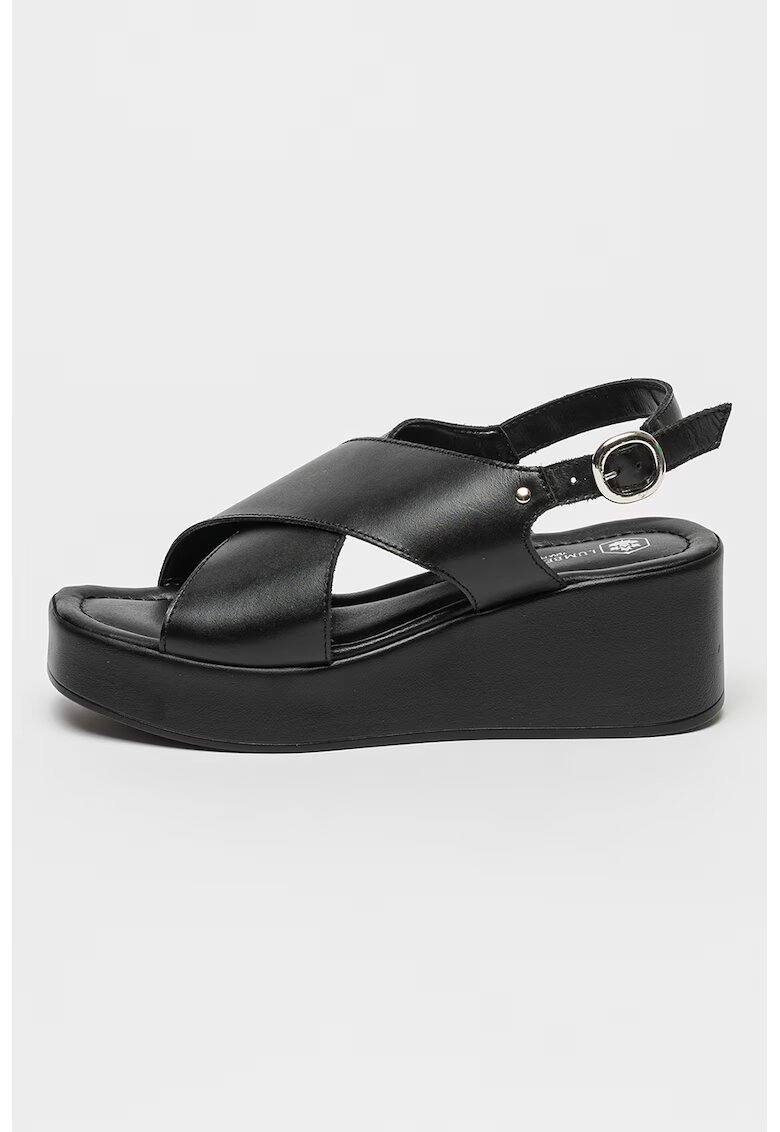 Lumberjack Sandale wedge de piele - Negru