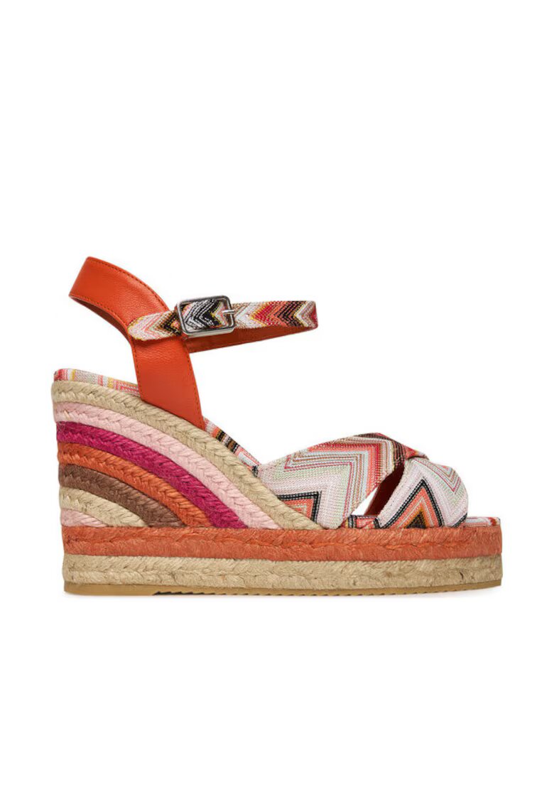 M Missoni Sandale dama - espadrile portocalii - colorate - tesatura
