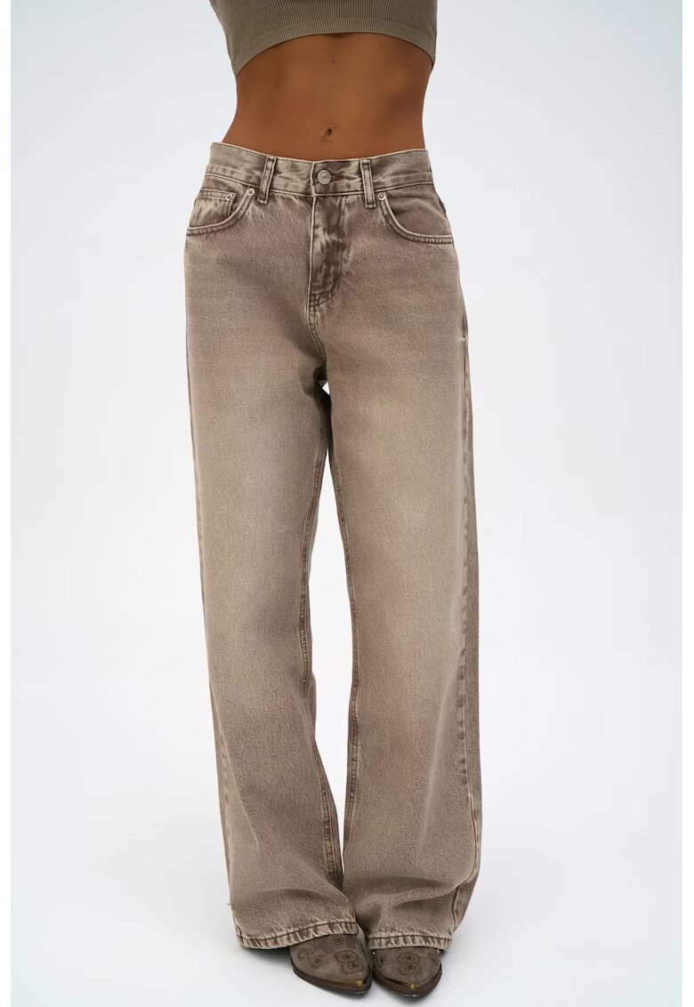 Mai Collection Pantaloni dama - Wide Leg - maro cafea - denim
