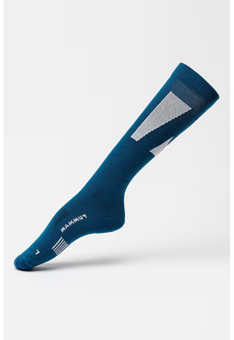 Mammut Sosete mid-calf din amestec de lana merinos cu model unisex - pentru schi Freeski - Verde aquamarin/Alb murdar