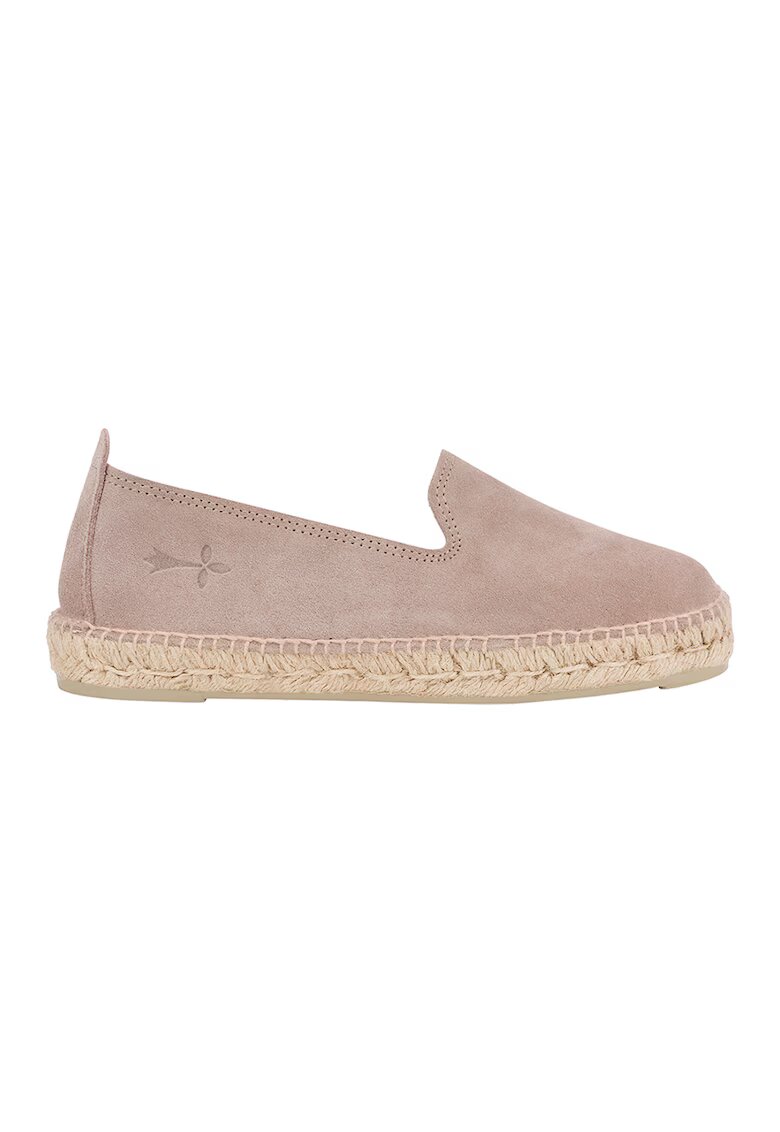 Manebi Espadrile de piele intoarsa cu aplicatii de iuta impletite Hamptons - Maro taupe/Maro camel