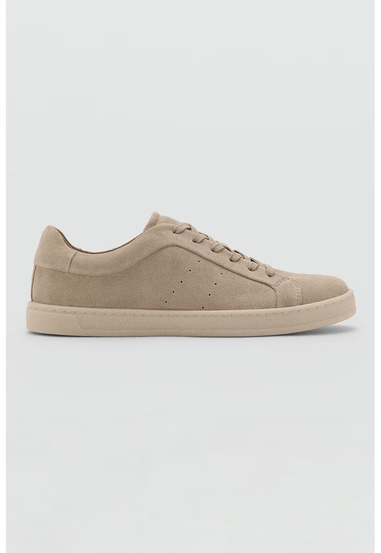 Mango Pantofi sport uni din piele intoarsa - Maro camel