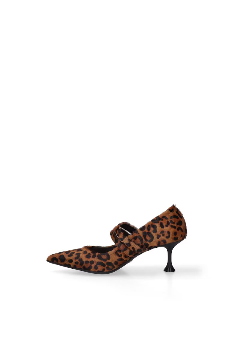 Marc Ellis Pantofi din piele cu animal print - Negru/Maro