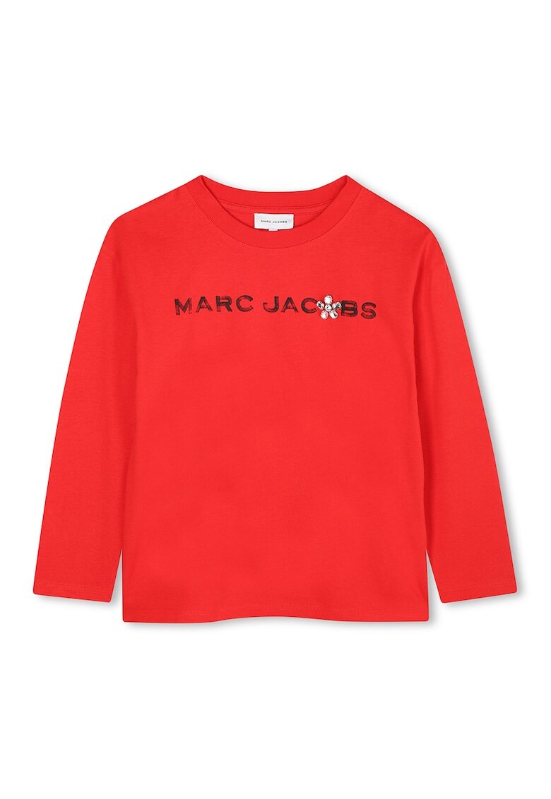 MARC JACOBS Bluza cu logo si decolteu la baza gatului - Rosu vermillion