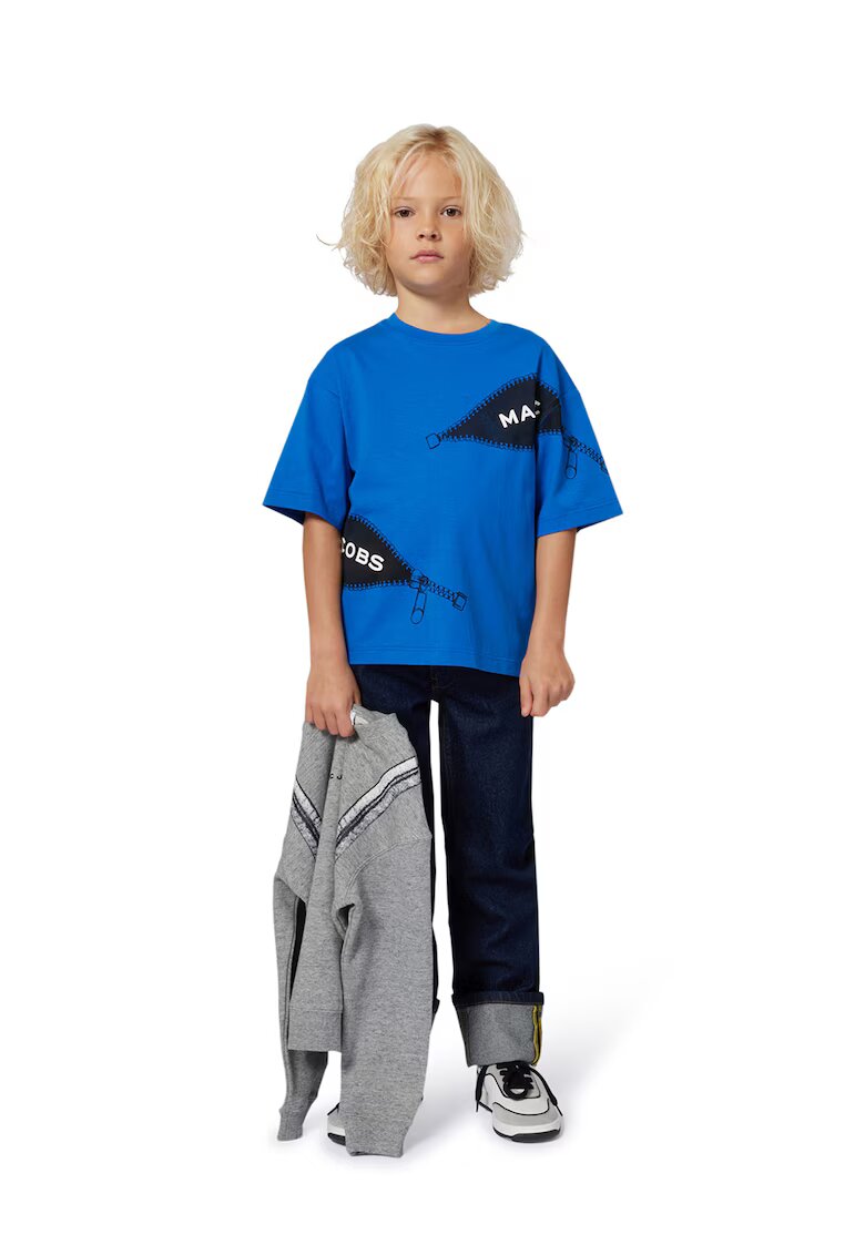 MARC JACOBS Bluza de trening din bumbac cu imprimeu grafic pe partea din spate - Negru/Gri melange