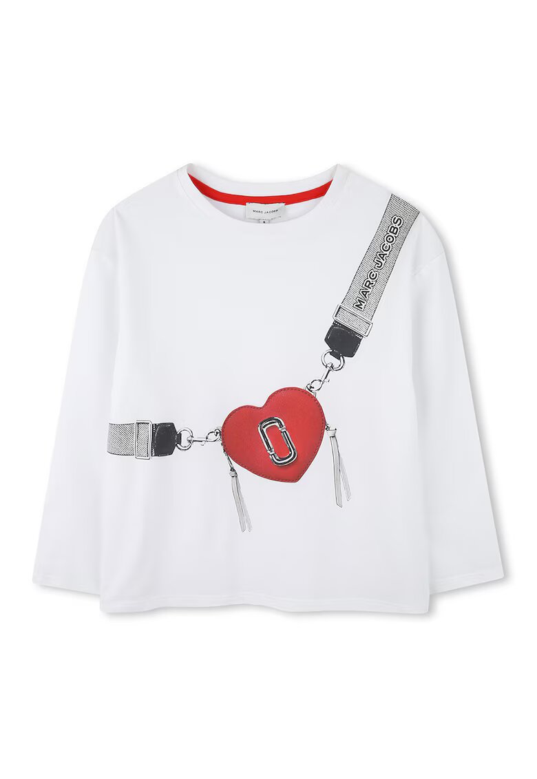 MARC JACOBS Bluza din bumbac cu design grafic - Alb optic/Rosu vermillion