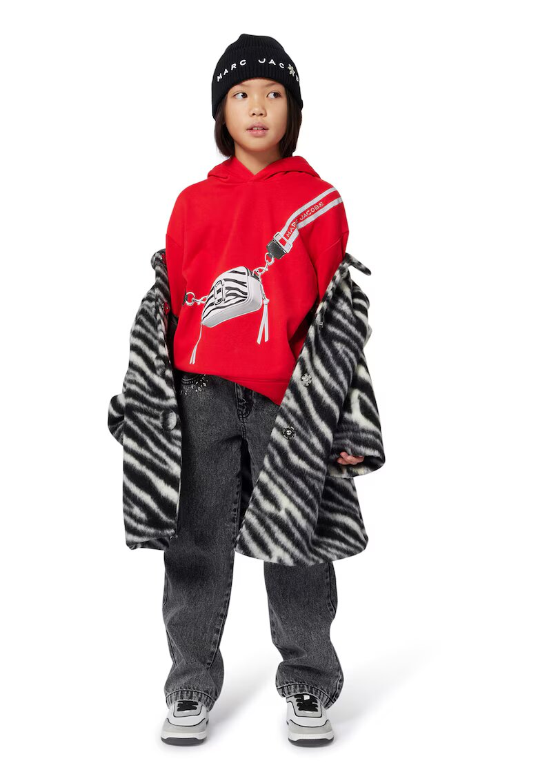 MARC JACOBS Palton din amestec de lana cu model zebra - Negru/Alb murdar