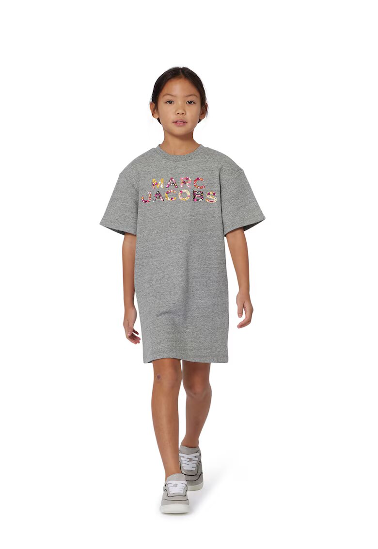 MARC JACOBS Rochie-tricou cu logo - Gri melange