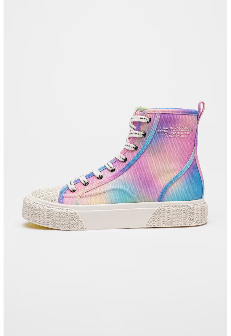 MARC JACOBS Tenisi mid-high cu logo pe talpa - Albastru pastel/Roz pastel/Lila