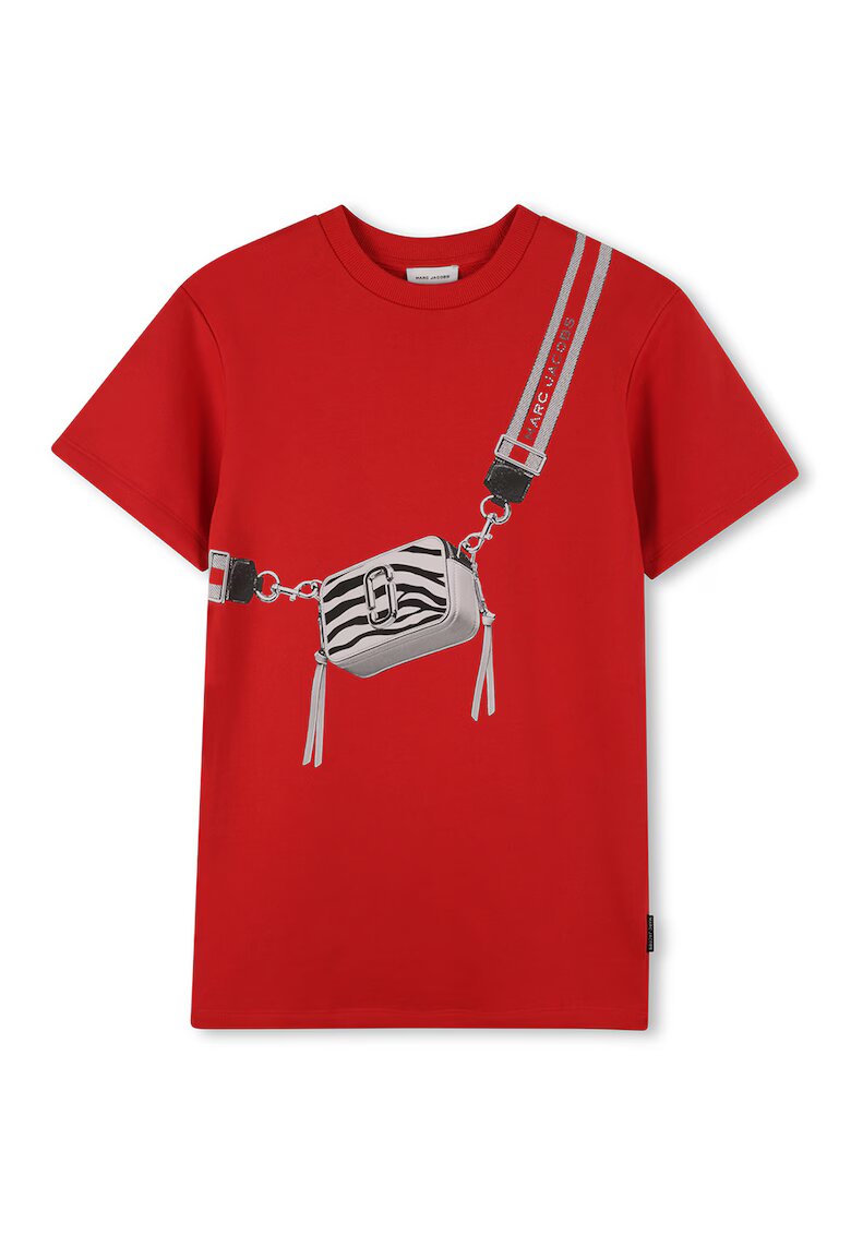 MARC JACOBS Tricou cu decolteu la baza gatului si design grafic - Rosu vermillion