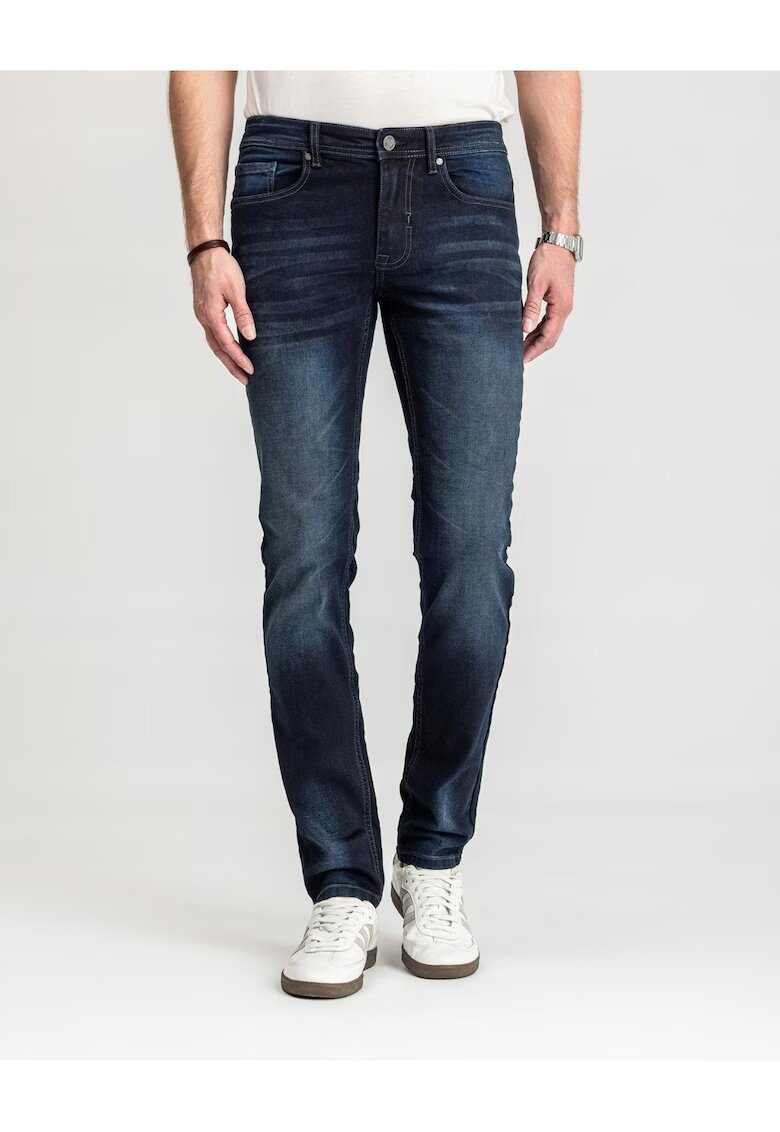 MARCUS Blugi Barbati - Felix - Straight Fit - Talie Medie - 98% Bumbac - 2% Elastan - Fermoar - Lungi - 5 Buzunare - Albastru