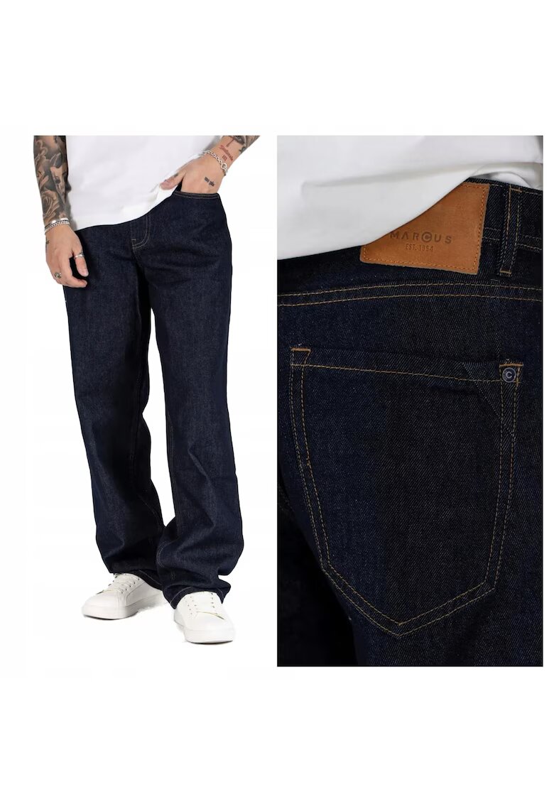 MARCUS Blugi Barbati - Jason Z - Fit - Talie Inalta - Fermoar - Lungi - 5 Buzunare - 100% Bumbac - Albastru Inchis - Albastru inchis