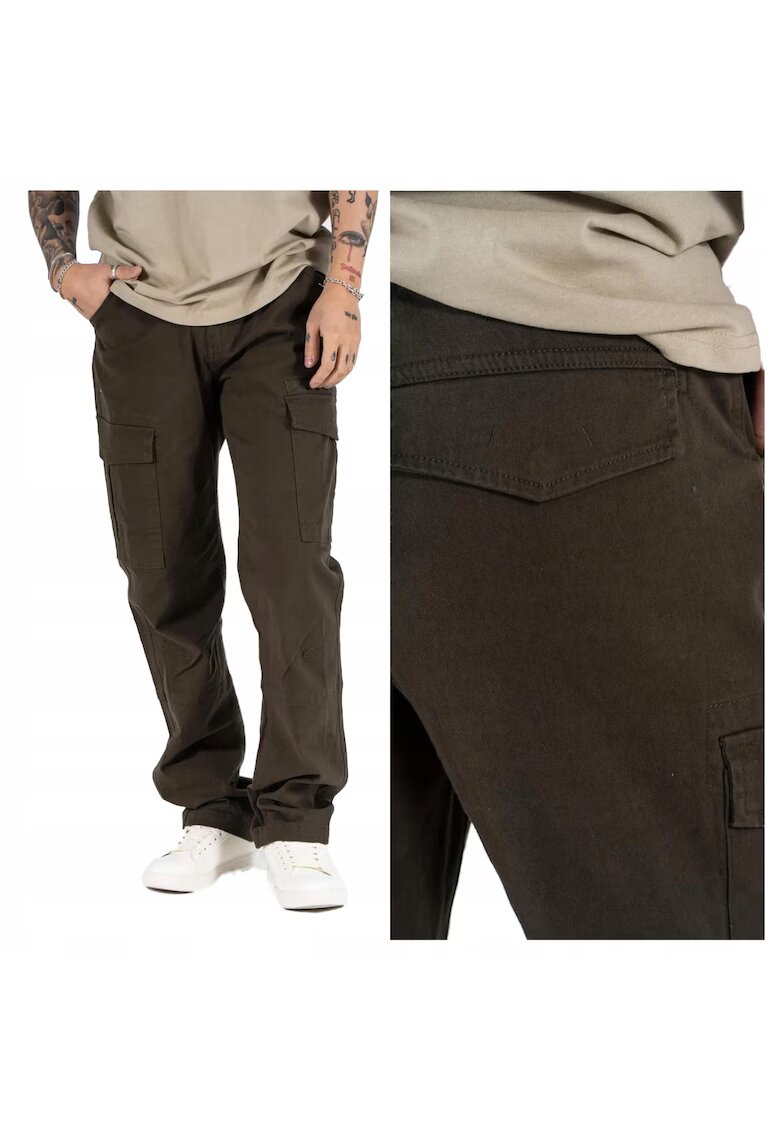 MARCUS Pantaloni Barbati - Gerry Cargo - Regular Fit - Talie Medie - Fermoar - Lungi - 5 Buzunare - Bumbac - Elastan - Verde - Verde masliniu