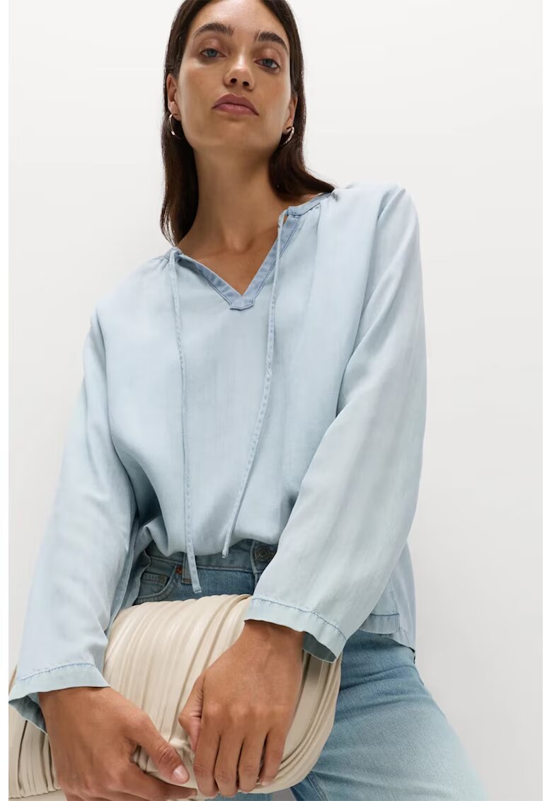 Marks  Spencer Bluza lejera din amestec de lyocell cu sireturi frontale - Albastru deschis