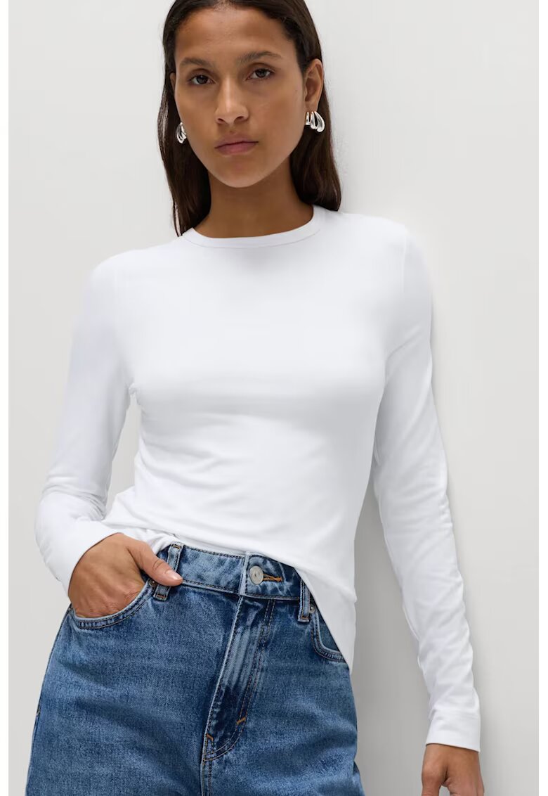 Marks  Spencer Bluza slim-fit cu decolteu la baza gatului - Alb optic