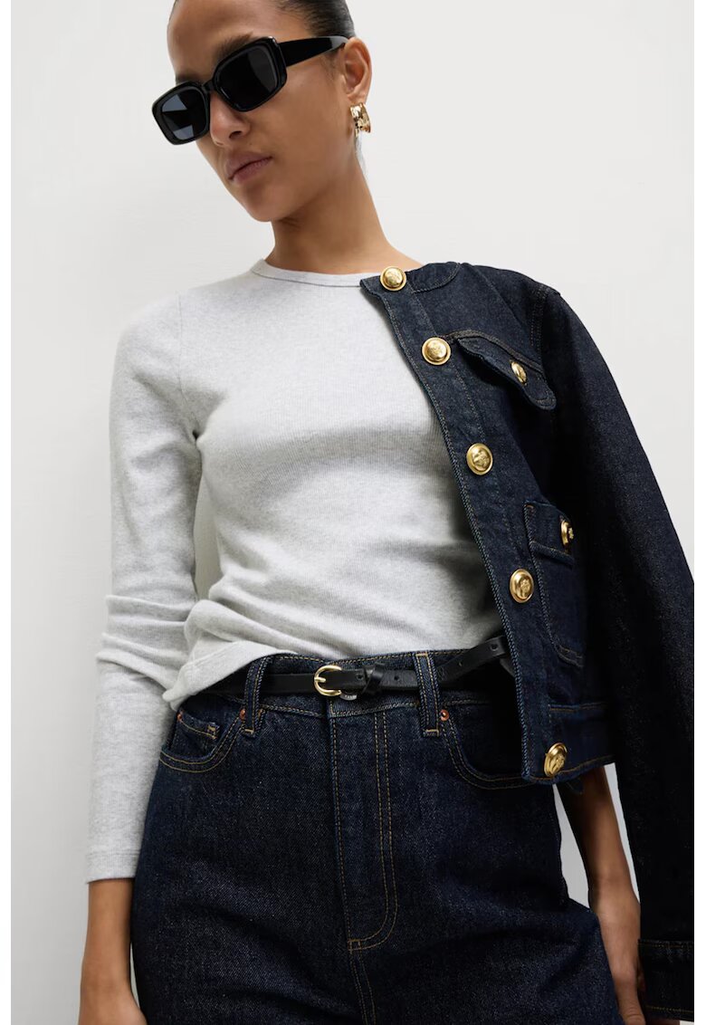 Marks  Spencer Bluza slim fit din amestec de bumbac - Gri deschis melange