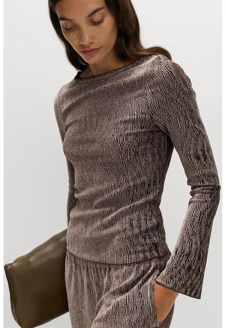 Marks  Spencer Bluza texturata cu maneci evazate - Maro melange