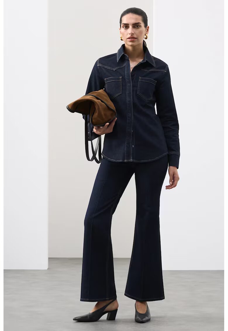 Marks  Spencer Camasa din denim cu buzunare pe piept - Albastru inchis