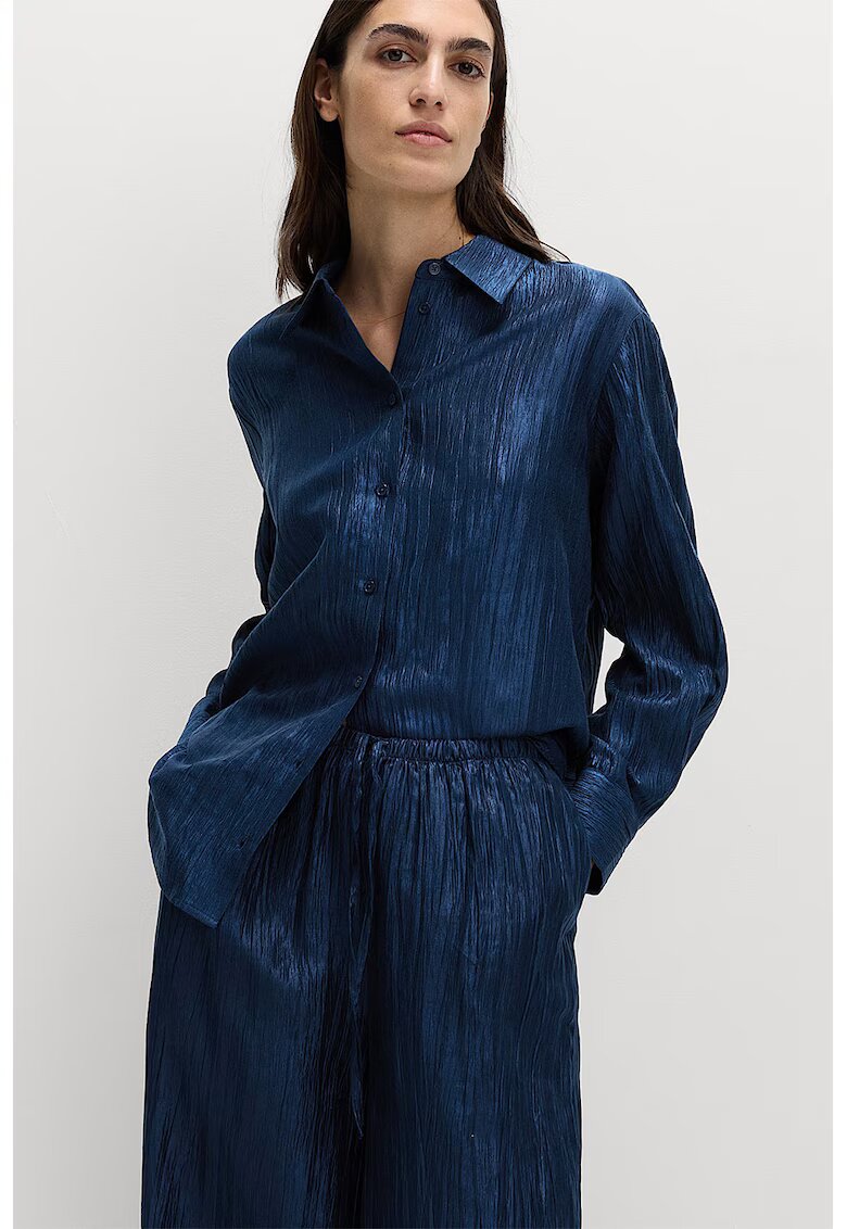 Marks  Spencer Camasa lejera din amestec de lyocell cu aspect stralucitor - Albastru inchis
