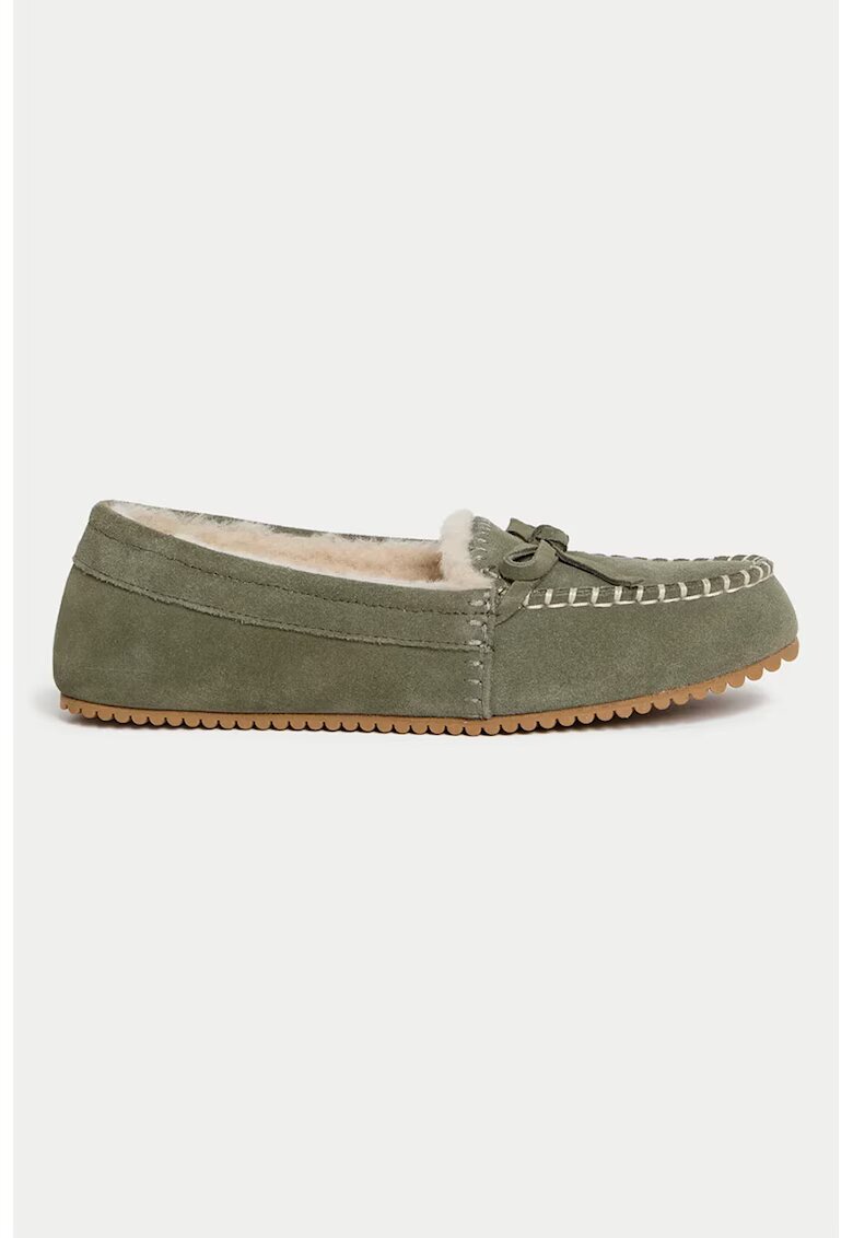 Marks  Spencer Mocasini din piele intoarsa - Verde sparanghel