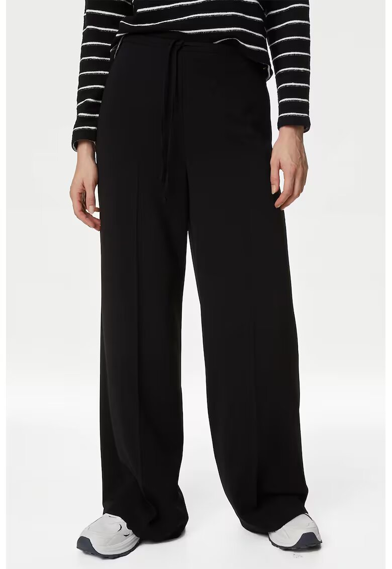 Marks  Spencer Pantaloni ampli cu talie inalta - Negru