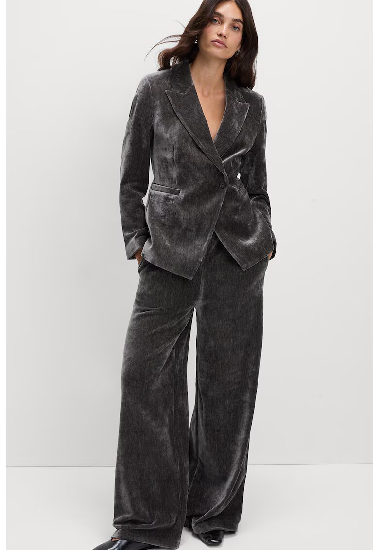 Marks  Spencer Pantaloni cu croiala ampla de catifea - Gri inchis