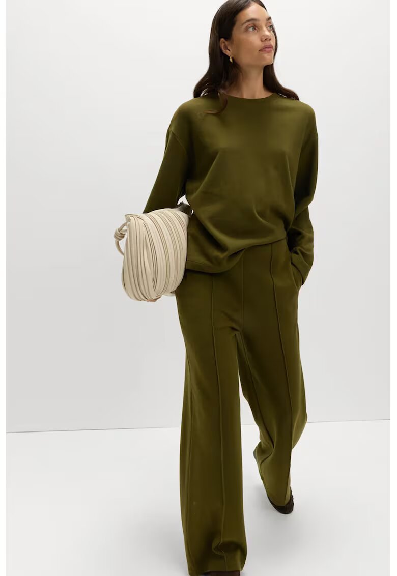 Marks  Spencer Pantaloni cu croiala ampla si talie inalta - Verde masliniu