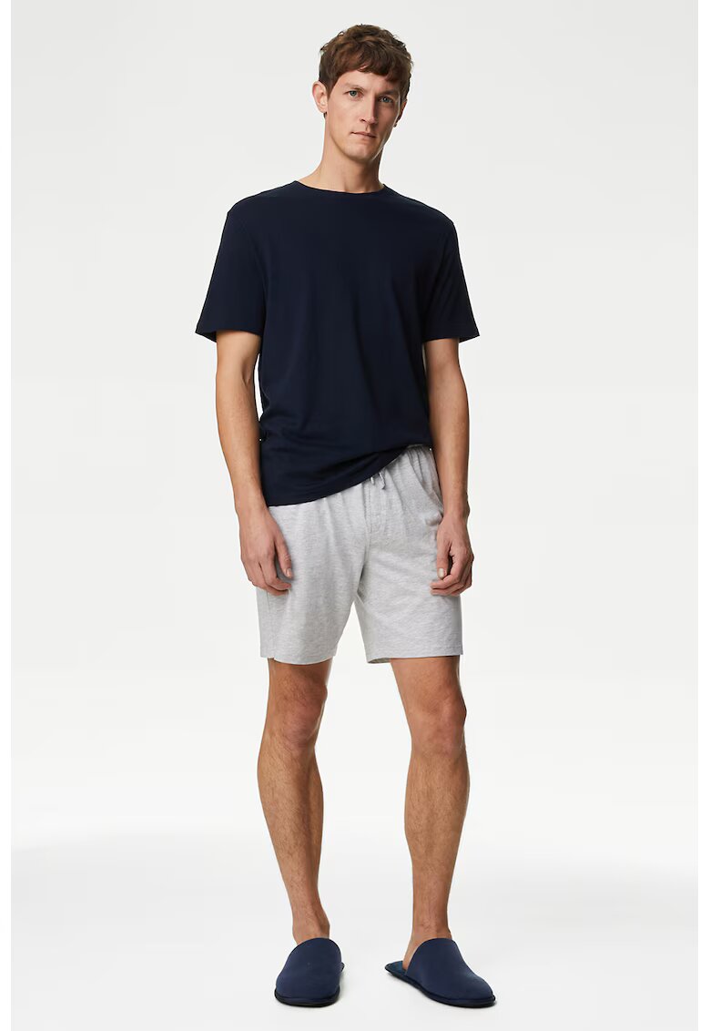 Marks  Spencer Pijama scurta in doua nuante - Albastru ultramarin/Gri melange
