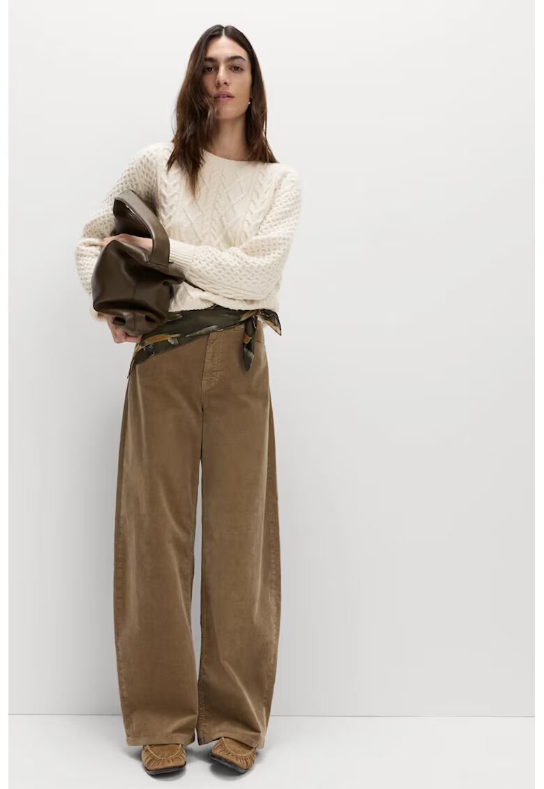 Marks  Spencer Pulover cu decolteu la baza gatului si model uni - Alb fildes