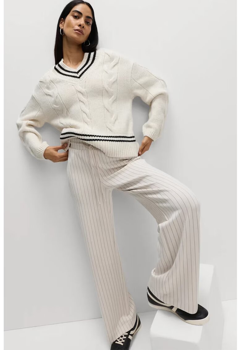 Marks  Spencer Pulover din amestec de lana cu torsade - Negru/Bej deschis