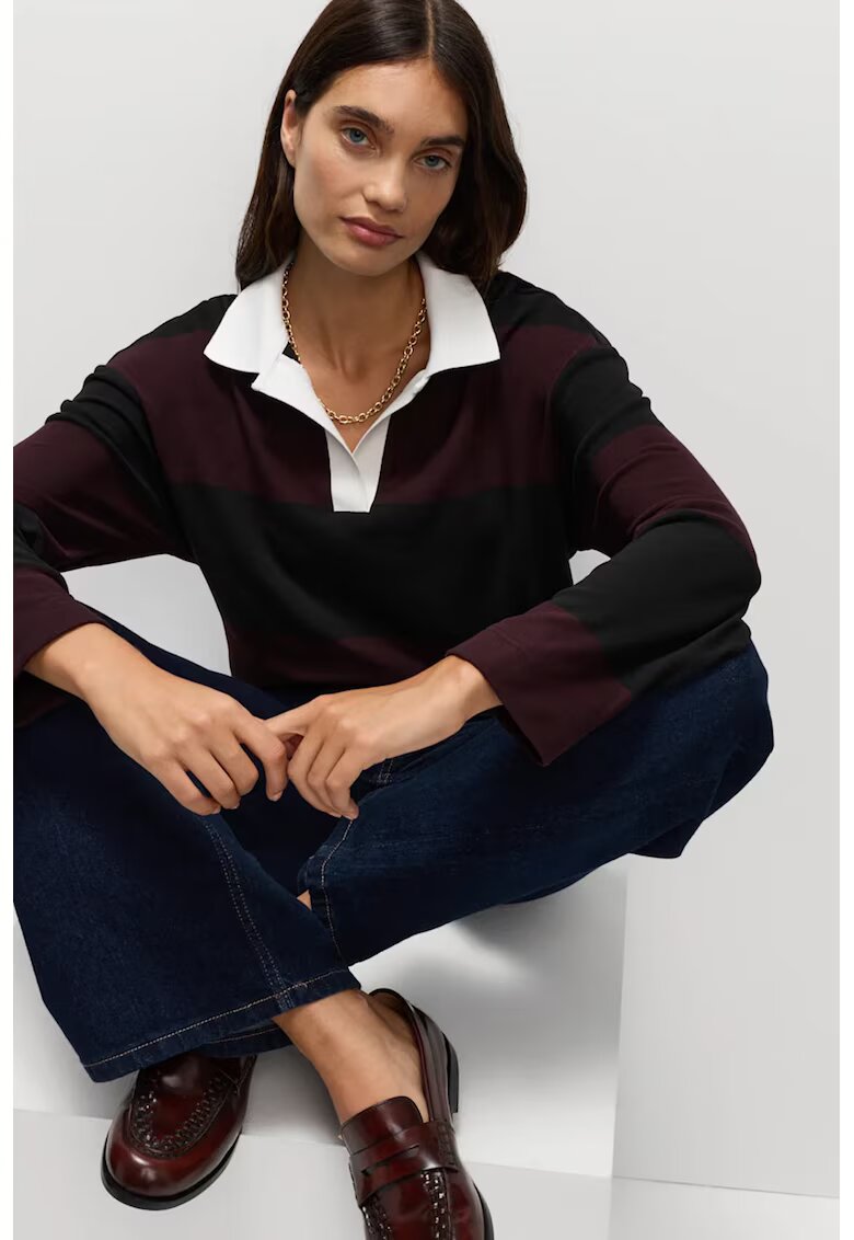 Marks  Spencer Pulover polo cu dungi - Negru/Violet pruna
