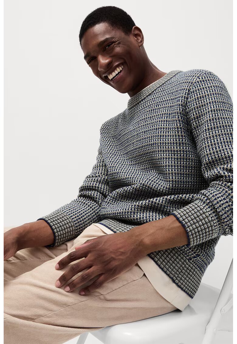 Marks  Spencer Pulover regular fit cu decolteu la baza gatului - Alb/Bleumarin