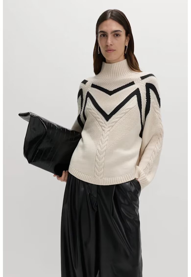 Marks  Spencer Pulover relaxed-fit din amestec de lana - Negru/Alb murdar