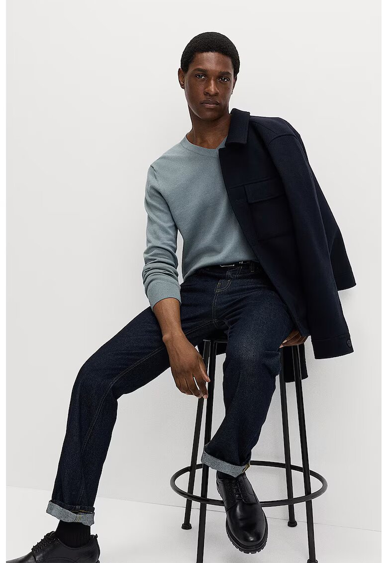 Marks  Spencer Pulover tricotat fin cu decolteu in V - Gri cenusiu