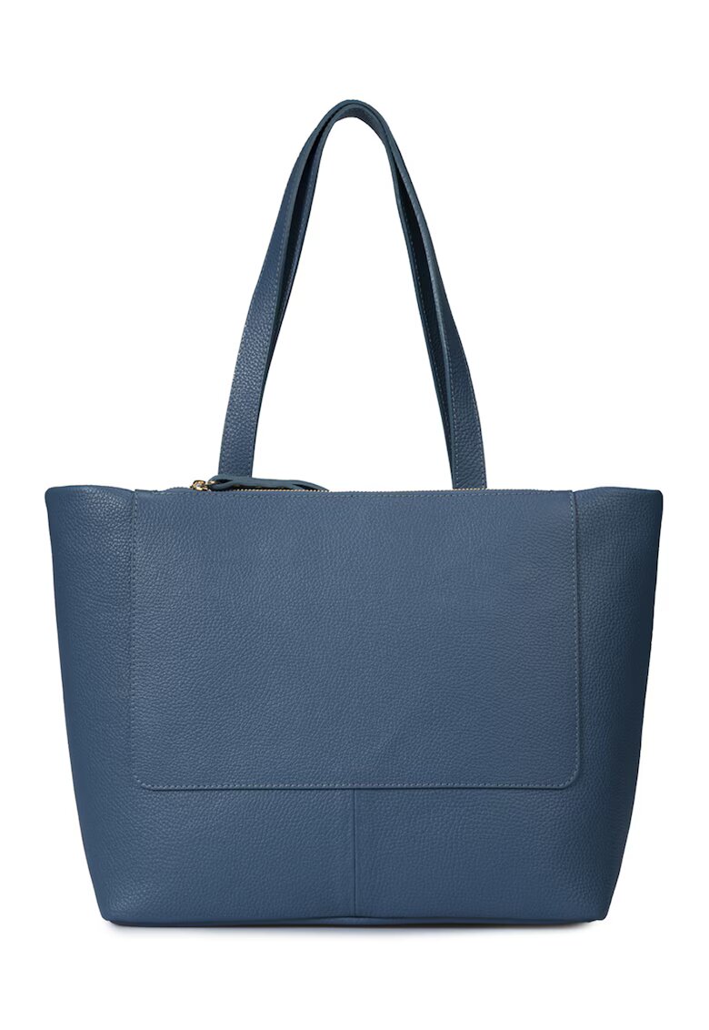 Massimo Castelli Geanta shopper din piele cu model uni - Albastru prafuit