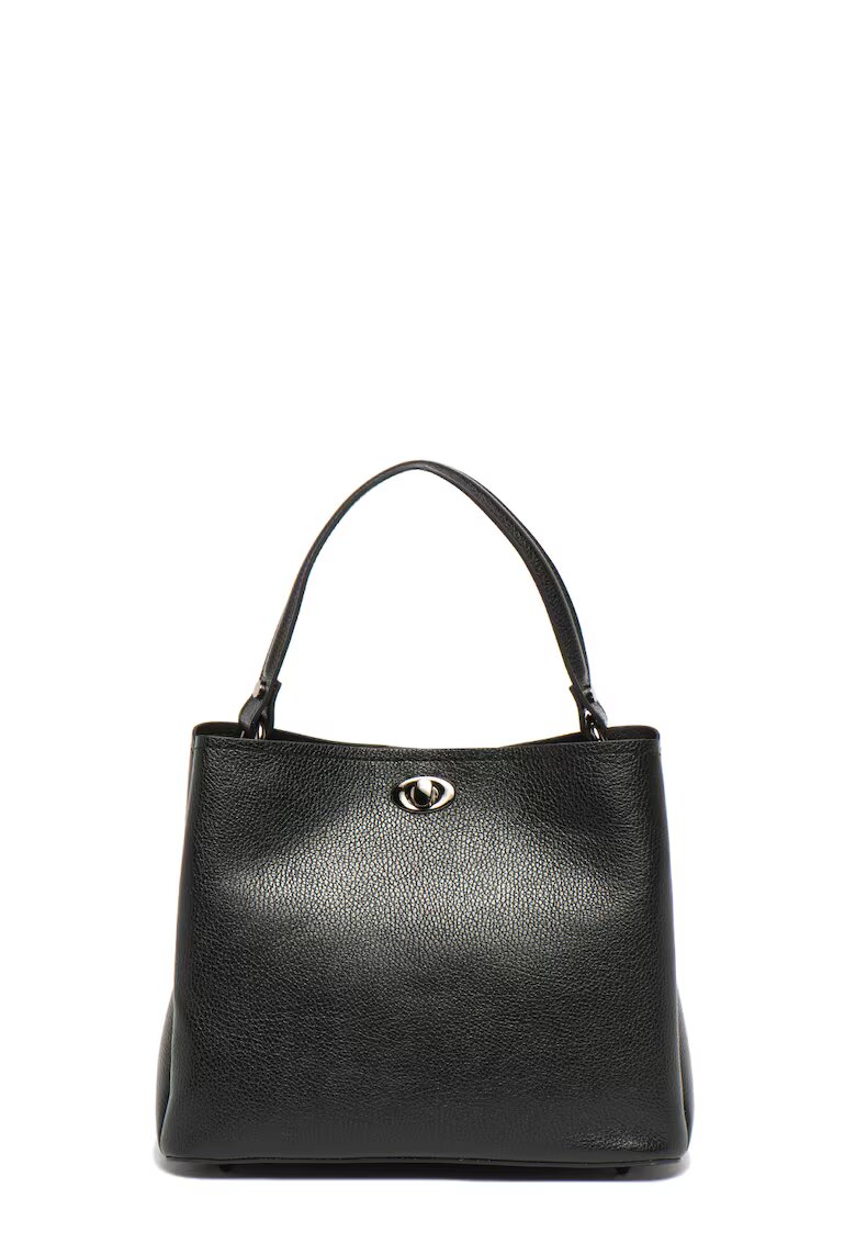 Massimo Castelli Geanta tote de piele cu bareta detasabila - Negru