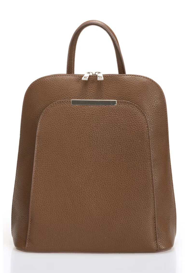 Massimo Castelli Rucsac din piele cu buzunar exterior - Maro