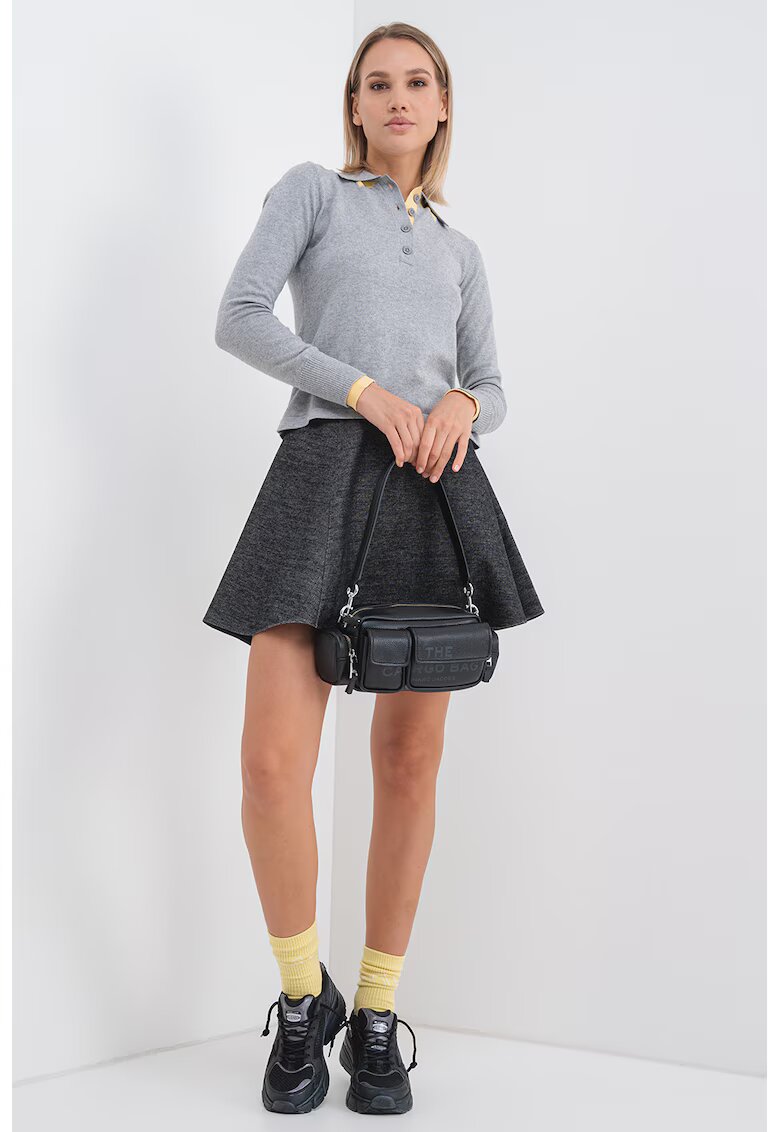 Max&Co. Fusta mini evazata Slogan - Negru melange