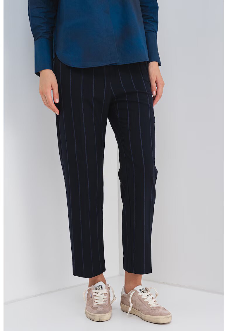 Max&Co. Pantaloni cu talie inalta si dungi - Albastru ultramarin