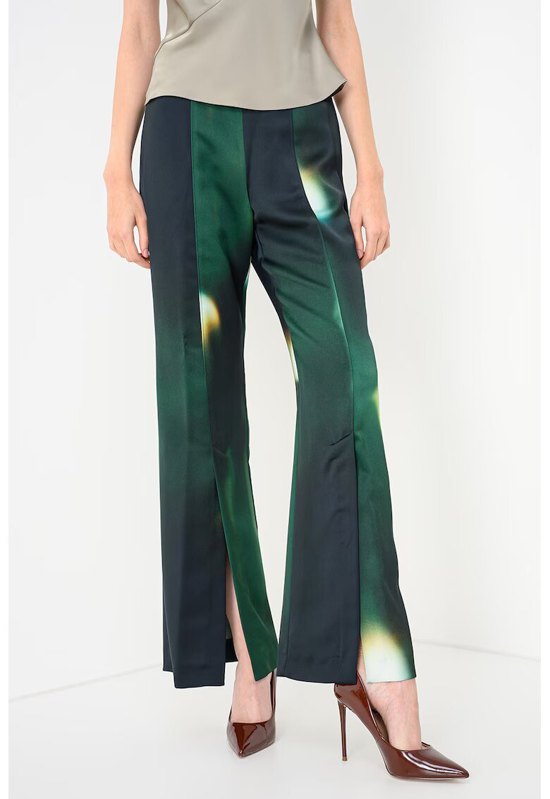 Max&Co. Pantaloni evazati cu slituri la glezna Damara - Galben/Verde englez/Alb murdar