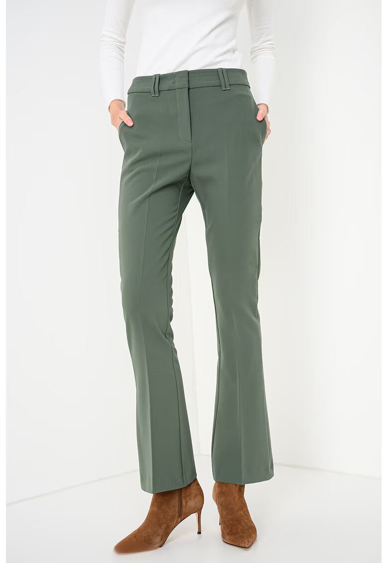 Max&Co. Pantaloni evazati cu talie medie Yser - Verde sparanghel