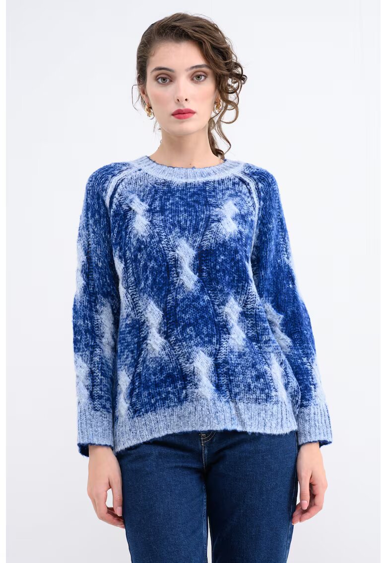 Max&Co. Pulover din amestec de lana cu model tie-dye - Alb/Albastru