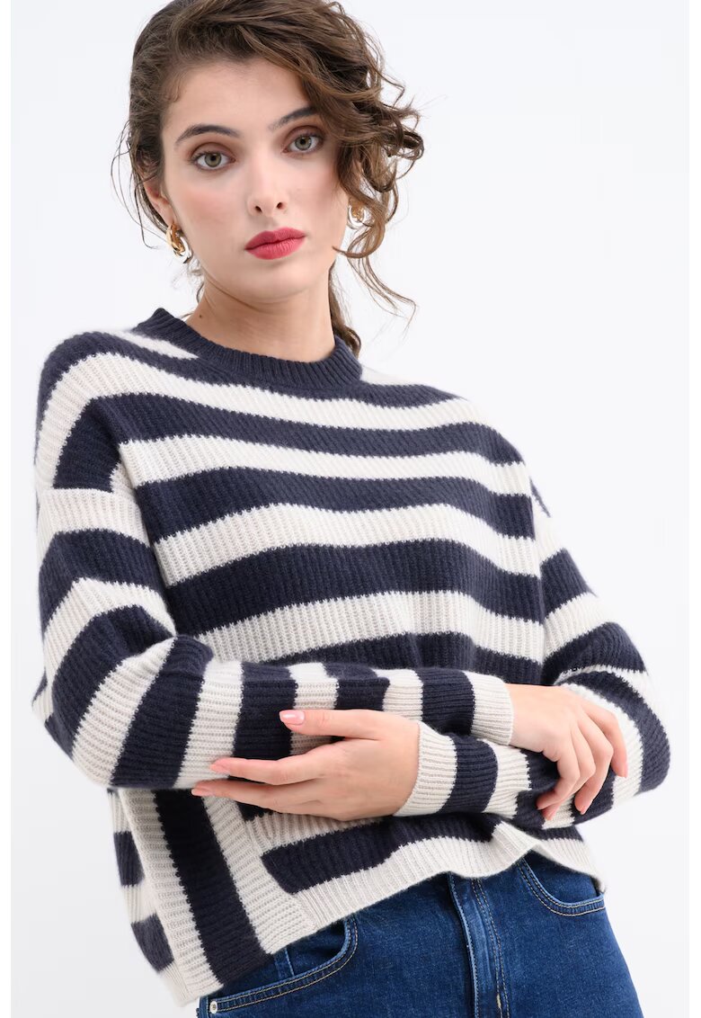 Max&Co. Pulover lejer din casmir - cu dungi - Alb/Bleumarin
