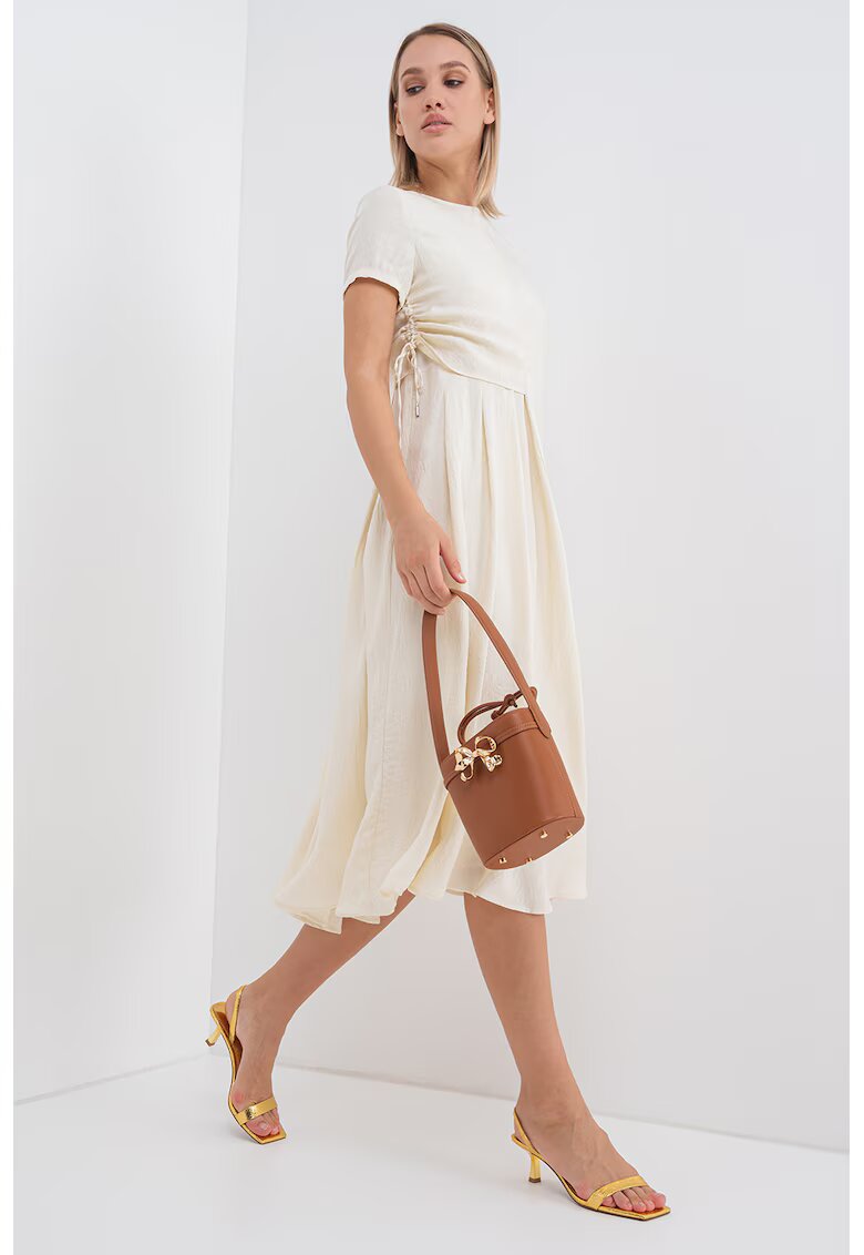 Max&Co. Rochie evazata cu pliuri laterale - Alb murdar